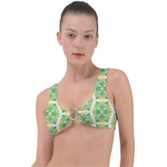 Green Pattern Retro Wallpaper Ring Detail Bikini Top by Bajindul