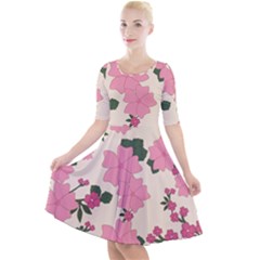 Floral Vintage Flowers Quarter Sleeve A-line Dress by Dutashop