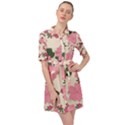 Floral Vintage Flowers Belted Shirt Dress View1