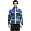 Flamingo Paradise Scenic Bird Fantasy Moon Paradise Waterfall Magical Nature Men s Bomber Jacket View1