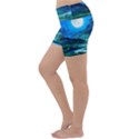 Bright Full Moon Painting Landscapes Scenery Nature Lightweight Velour Yoga Shorts View2