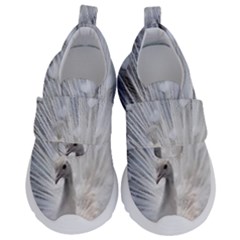 White Peacock Bird Kids  Velcro No Lace Shoes by Ndabl3x