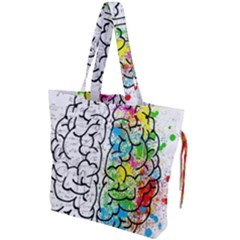 Brain Mind Psychology Idea Drawing Short Overalls Drawstring Tote Bag by Azkajaya