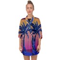 Abstract 3d Art Holiday Island Palm Tree Pink Purple Summer Sunset Water Half Sleeve Chiffon Kimono View1