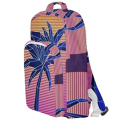 Abstract 3d Art Holiday Island Palm Tree Pink Purple Summer Sunset Water Double Compartment Backpack by Cemarart