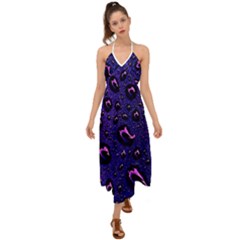 Purple Waterdrops Water Drops Halter Tie Back Dress  by Cemarart