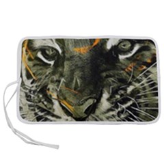 Angry Tiger Animal Broken Glasses Pen Storage Case (m) by Cemarart