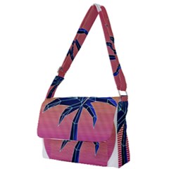 Abstract 3d Art Holiday Island Palm Tree Pink Purple Summer Sunset Water Full Print Messenger Bag (s) by Cemarart