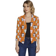 Cute Penguin Funny Pattern Women s Casual 3/4 Sleeve Spring Jacket by Grandong