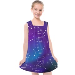 Realistic Night Sky Poster With Constellations Kids  Cross Back Dress by Grandong