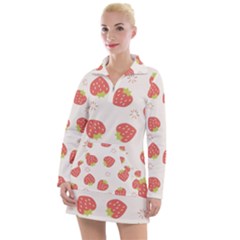 Strawberries Pattern Design Women s Long Sleeve Casual Dress by Grandong