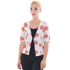 Strawberries Pattern Design Cropped Button Cardigan by Grandong