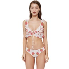 Strawberries Pattern Design Low Cut Ruffle Edge Bikini Set by Grandong