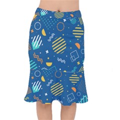 Flat Design Geometric Shapes Background Short Mermaid Skirt by Grandong