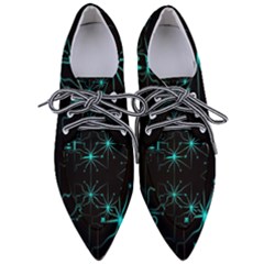 Space Time Abstract Pattern Alien Dark Green Pattern Pointed Oxford Shoes by Cemarart