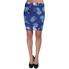 Cat Astronaut Space Suit Pattern Bodycon Skirt by Cemarart