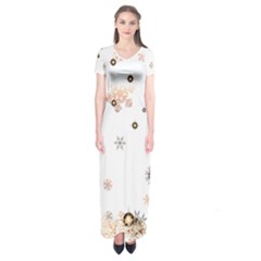 Golden-snowflake Short Sleeve Maxi Dress by saad11