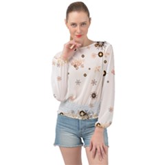 Golden-snowflake Banded Bottom Chiffon Top by saad11