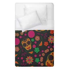 Skull Colorful Floral Flower Head Duvet Cover (single Size) by Cemarart