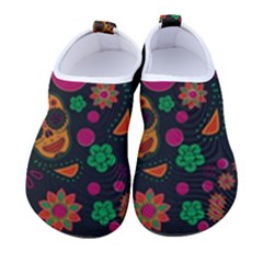 Skull Colorful Floral Flower Head Men s Sock-style Water Shoes by Cemarart