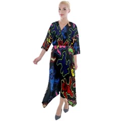 Dead Head Deadhead Grateful Dead Quarter Sleeve Wrap Front Maxi Dress by Cemarart