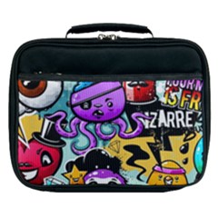 Cartoon Graffiti, Art, Black, Colorful Lunch Bag by nateshop