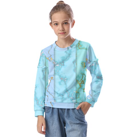 Background Marble Set Kids  Long Sleeve T-shirt With Frill  by Ndabl3x