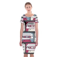 Music Symbols Rock Music Seamless Pattern Classic Short Sleeve Midi Dress by Ndabl3x