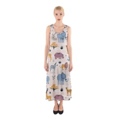 Wild Animals Seamless Pattern Sleeveless Maxi Dress by Ndabl3x