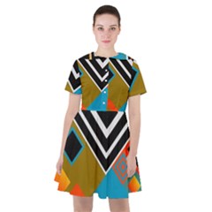 Retro Pattern Abstract Art Colorful Square Sailor Dress by Ndabl3x