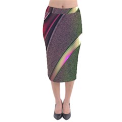 Abstract Curve Pattern Red Velvet Midi Pencil Skirt by Ndabl3x