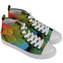 Parrot Feathers Texture Feathers Backgrounds Women s Mid-Top Canvas Sneakers View3