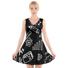 Knowledge Drawing Education Science V-neck Sleeveless Dress by Proyonanggan