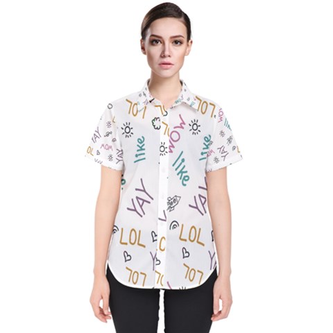 Doodle Pattern Women s Short Sleeve Shirt by Proyonanggan