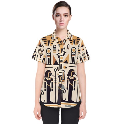 Egypt Pyramids Nature Desert Women s Short Sleeve Shirt by Proyonanggan