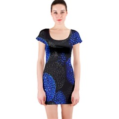 Berry, One,berry Blue Black Short Sleeve Bodycon Dress by nateshop