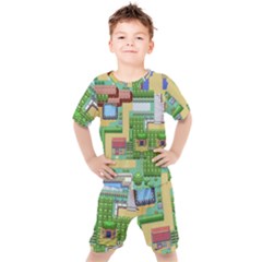 Pixel Map Game Kids  T-shirt And Shorts Set by Cemarart