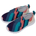 Blue Geometric Background, Abstract Lines Background Kids  Velcro No Lace Shoes View2