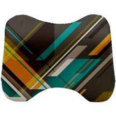 Material Design, Lines, Retro Abstract Art, Geometry Head Support Cushion by nateshop