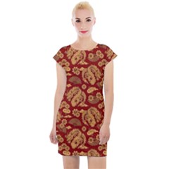 Vintage Dragon Chinese Red Amber Cap Sleeve Bodycon Dress by DimSum