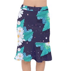 Leaves Flowers Border Frame Floral Short Mermaid Skirt by Grandong