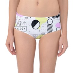 Graphic Design Geometric Background Mid-waist Bikini Bottoms by Grandong