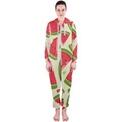 Cute Watermelon Seamless Pattern Hooded Jumpsuit (ladies) by Grandong