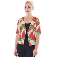 Cute Watermelon Seamless Pattern Cropped Button Cardigan by Grandong