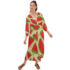 Cute Watermelon Seamless Pattern Grecian Style  Maxi Dress by Grandong