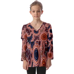 Authentic Aboriginal Art - Pathways Kids  V Neck Casual Top by hogartharts