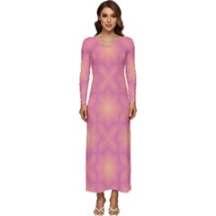 Fuzzy Peach Aurora Pink Stars Long Sleeve Longline Maxi Dress by PatternSalad