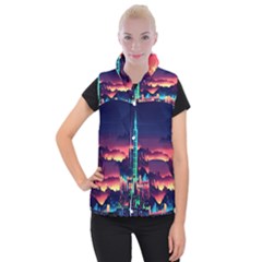 Cityscape Building Painting 3d City Illustration Women s Button Up Vest by Bedest