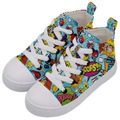 Graffiti Word Seamless Pattern Kids  Mid-top Canvas Sneakers by Bedest