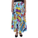 Comic Elements Colorful Seamless Pattern Flared Maxi Skirt View1